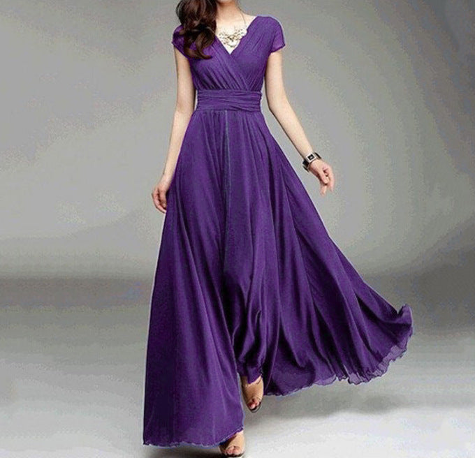 Bohemian V-Neck Chiffon Dress