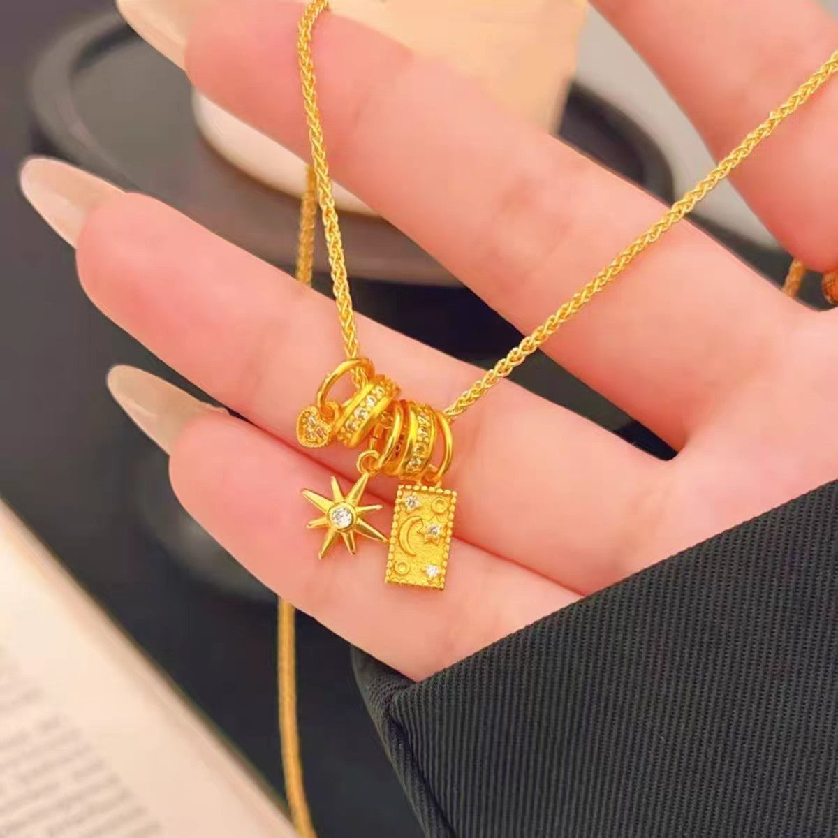 Star and Moon Mythology Sunflower Necklace