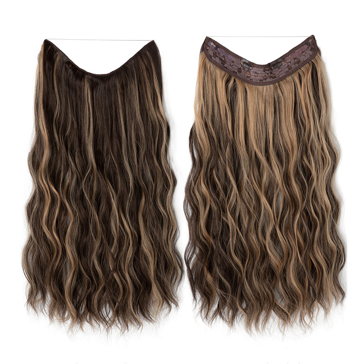 Synthetic Hair Extensions Long Wavy Clip-in