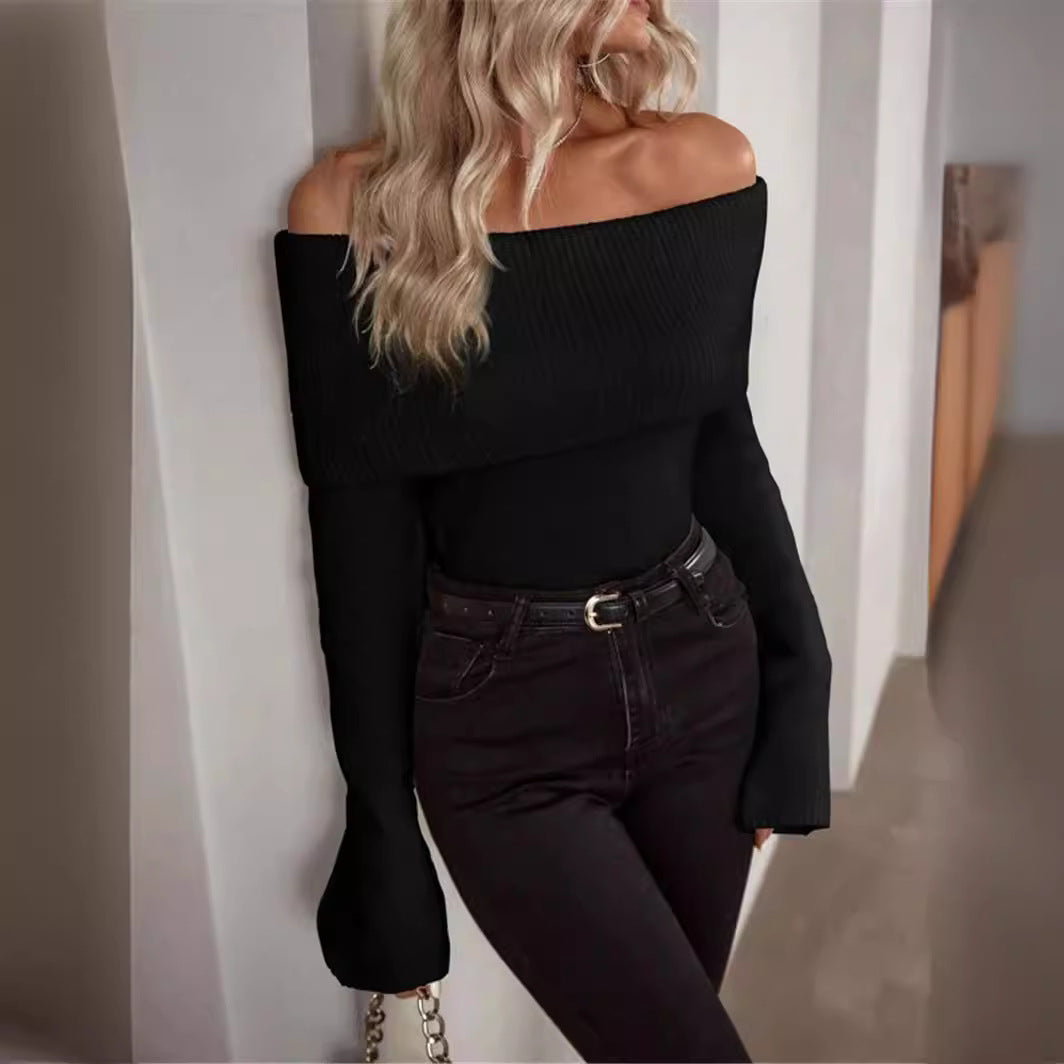Womens Slim-fit Knitted Backless Sweater