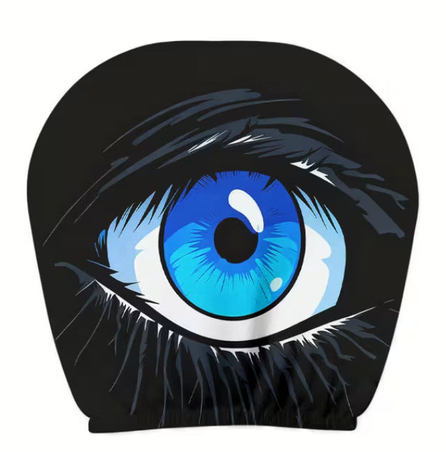 Black Skull Car Printed Headrest Cover Universal Elastic Style Funny and Interesting Universal Headgear