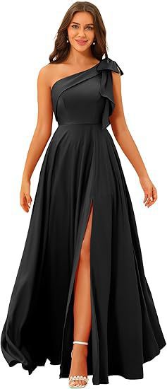 One-Shoulder Bow Tie Evening Dress