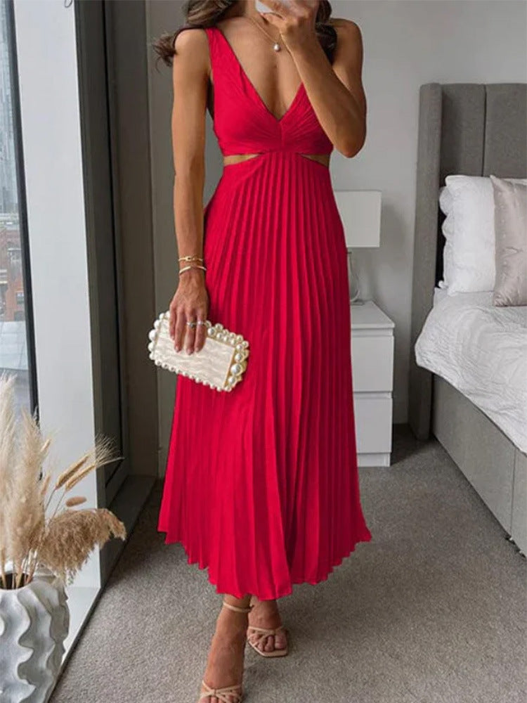 Elegant Pleated Sleeveless Dress