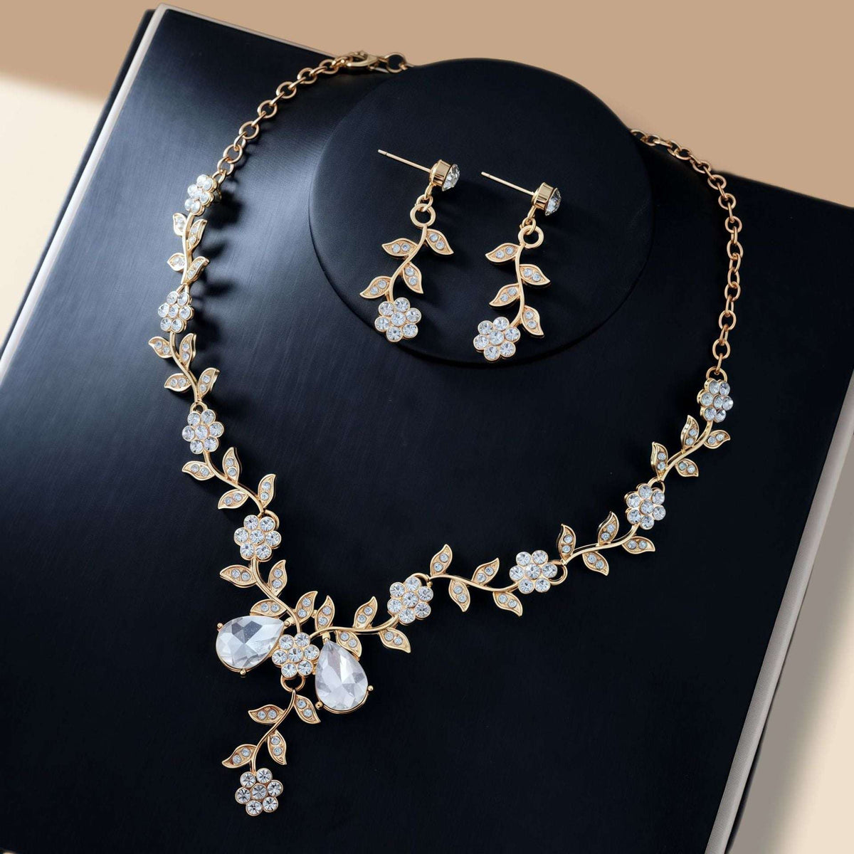 Rhinestone Necklace and Earrings Set