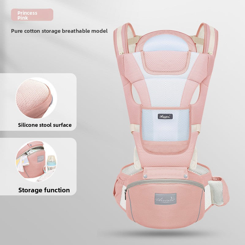 Foldable Baby Carrier with Waist Stool Dual Shoulder Support