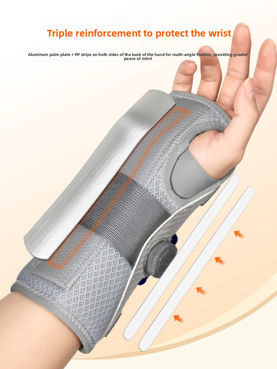 Wrist brace with adjustable knob for the tendon sheath