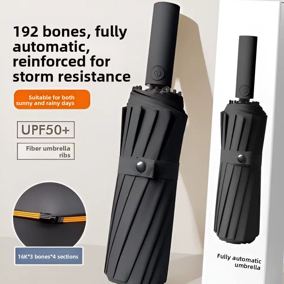 Fully Automatic Vinyl-Coated Tri-Fold Sun and Rain Umbrella