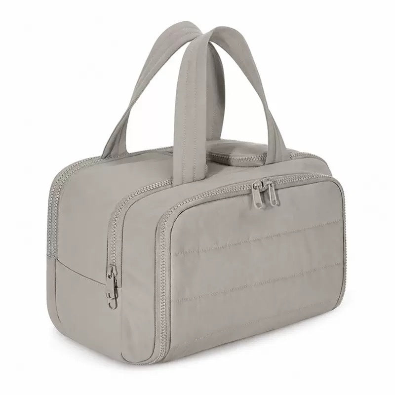Partitioned Makeup Storage Bag with Wide Opening