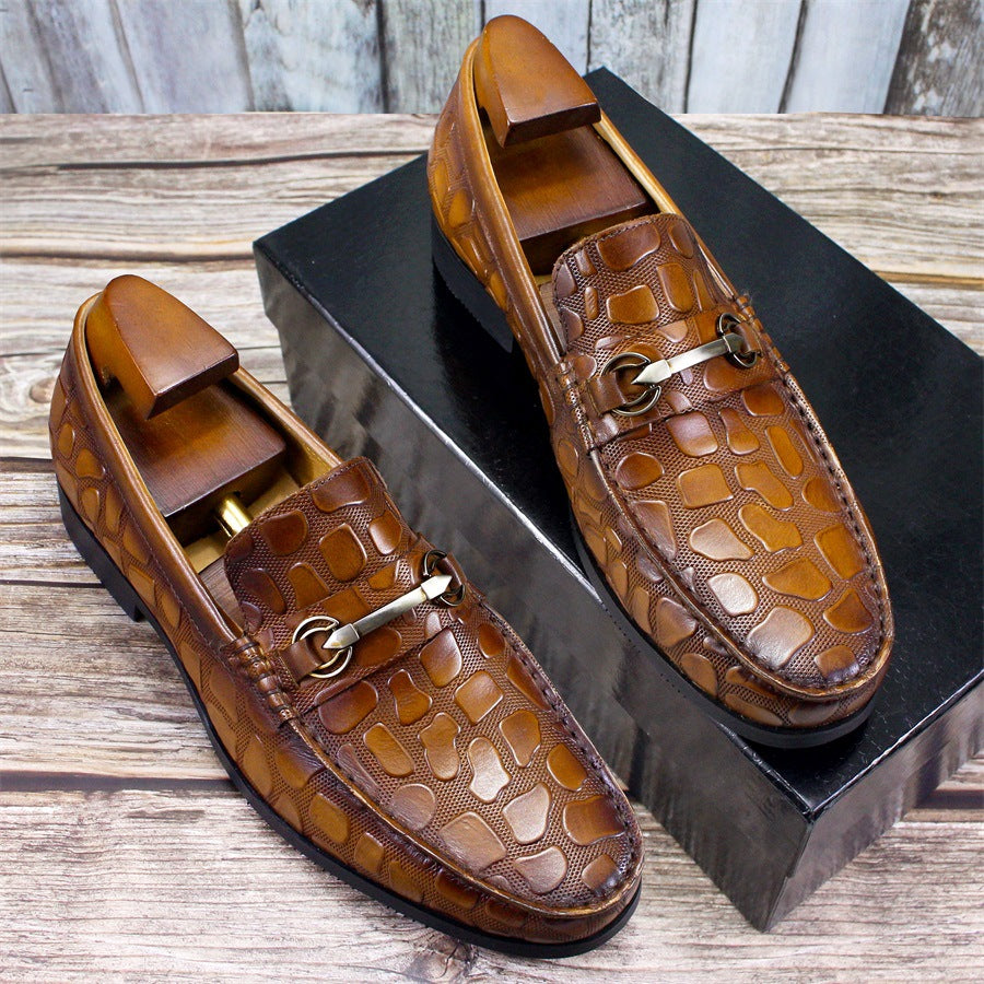 Men's Business Casual Loafers with Crocodile Pattern