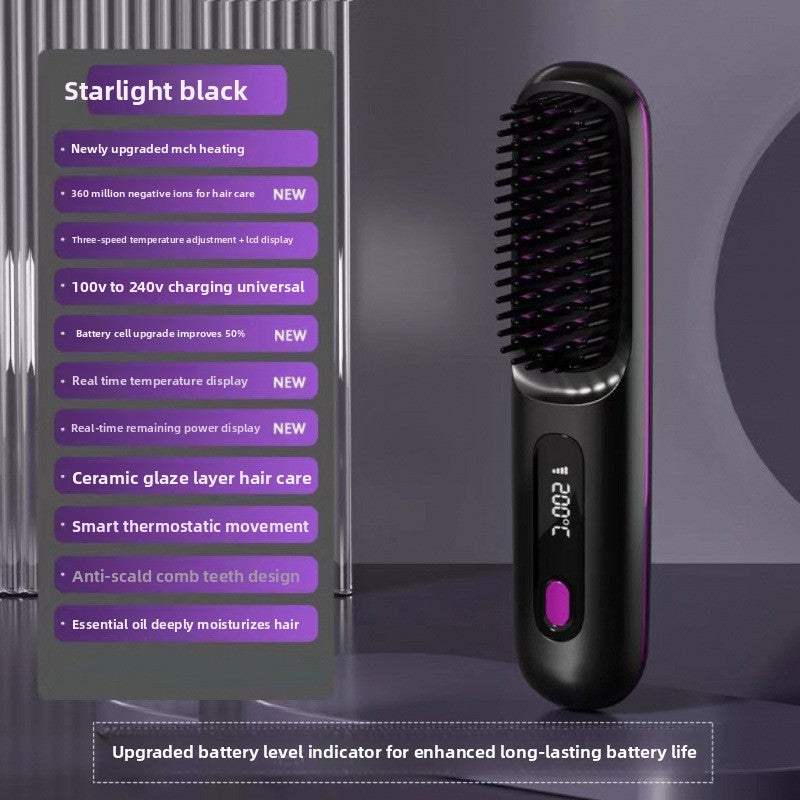 LCD Wireless Hair Straightening Comb