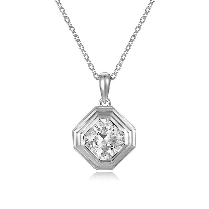 S925 Silver Moissanite Geometric Pendant Necklace