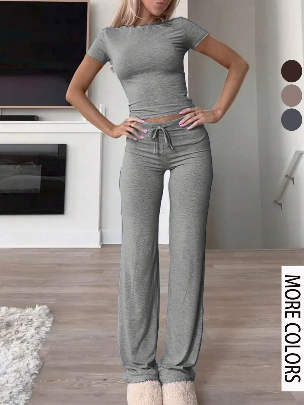 Casual Cotton Blend Two-Piece Set