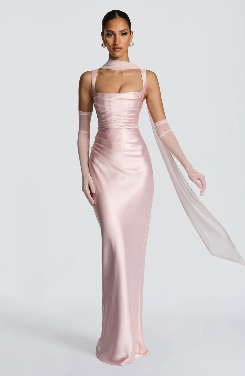 Satin Fishbone Strap Bodycon Dress