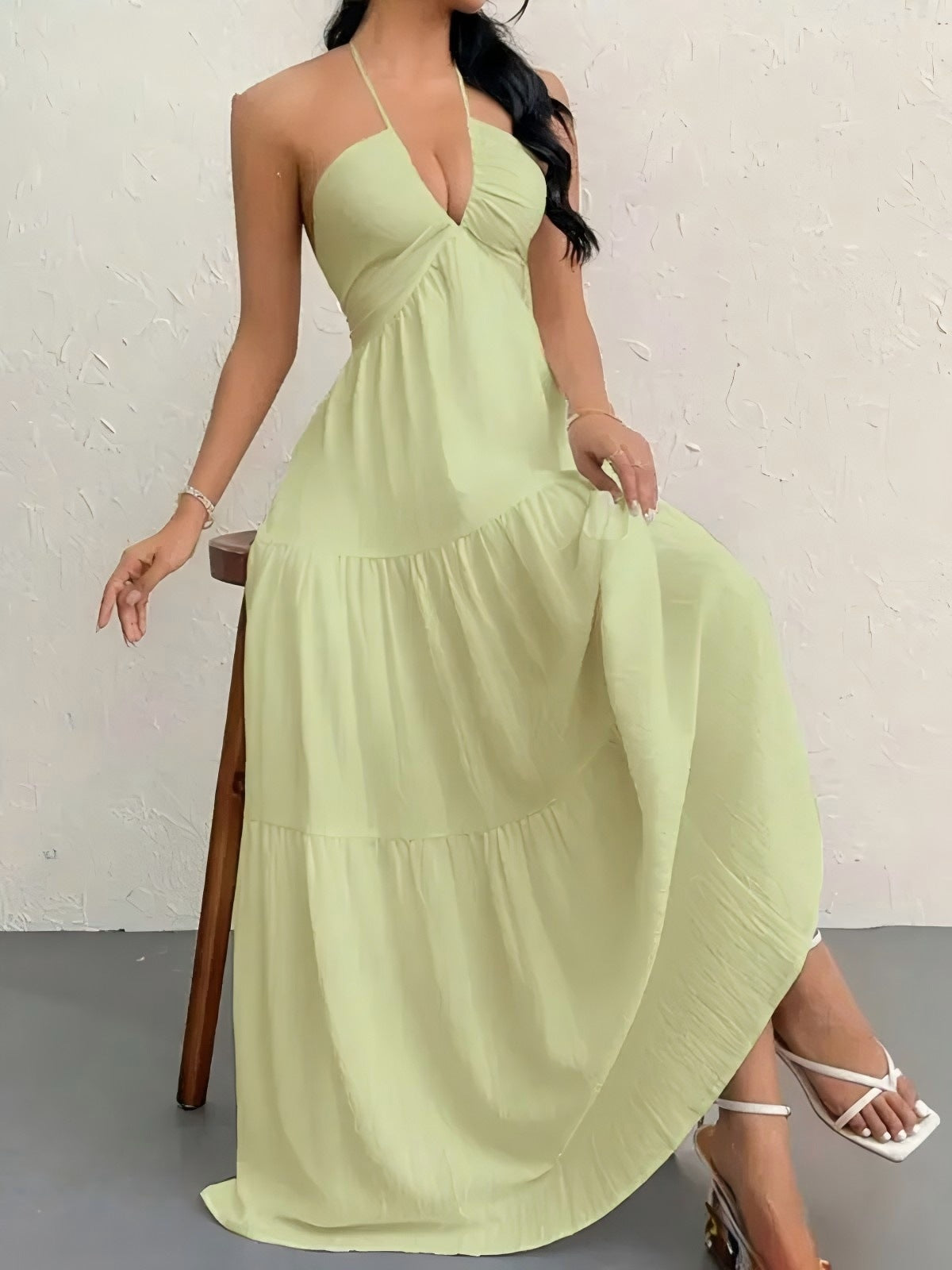 Women's Strapless Halter Dress with Back Detail