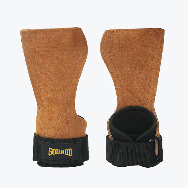Cowhide Palm Protection Gym Hand Guards, Non-slip and Wear-resistant Wrist Supports for Deadlifts and Grip Enhancement