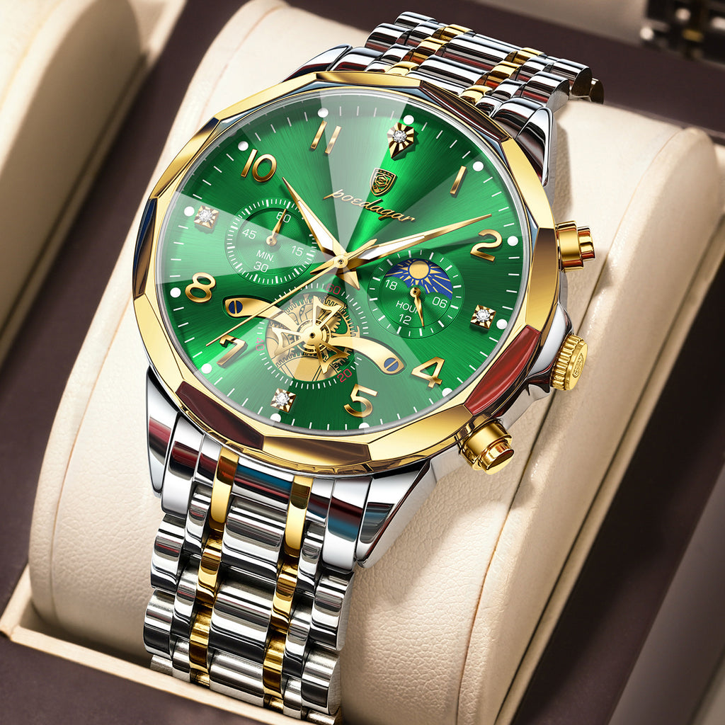 Multifunctional men's waterproof luminous chronograph business casual wristwatch