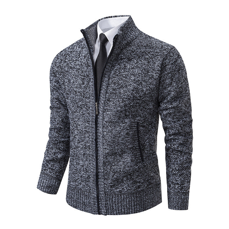 Plus Size Men Stand Collar Casual Cardigan Jacket