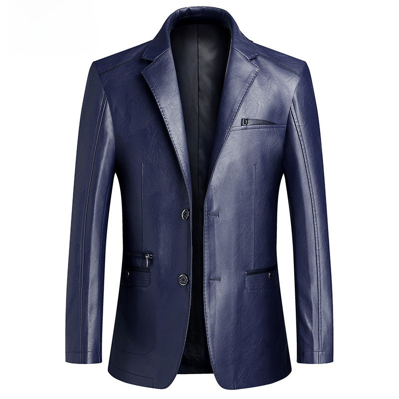 Men's PU leather casual suit jacket
