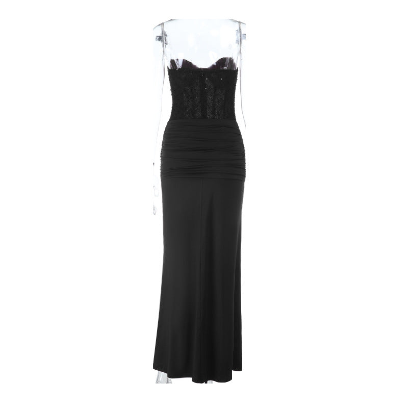 Elegant Ribbon Tube Top Evening Dress