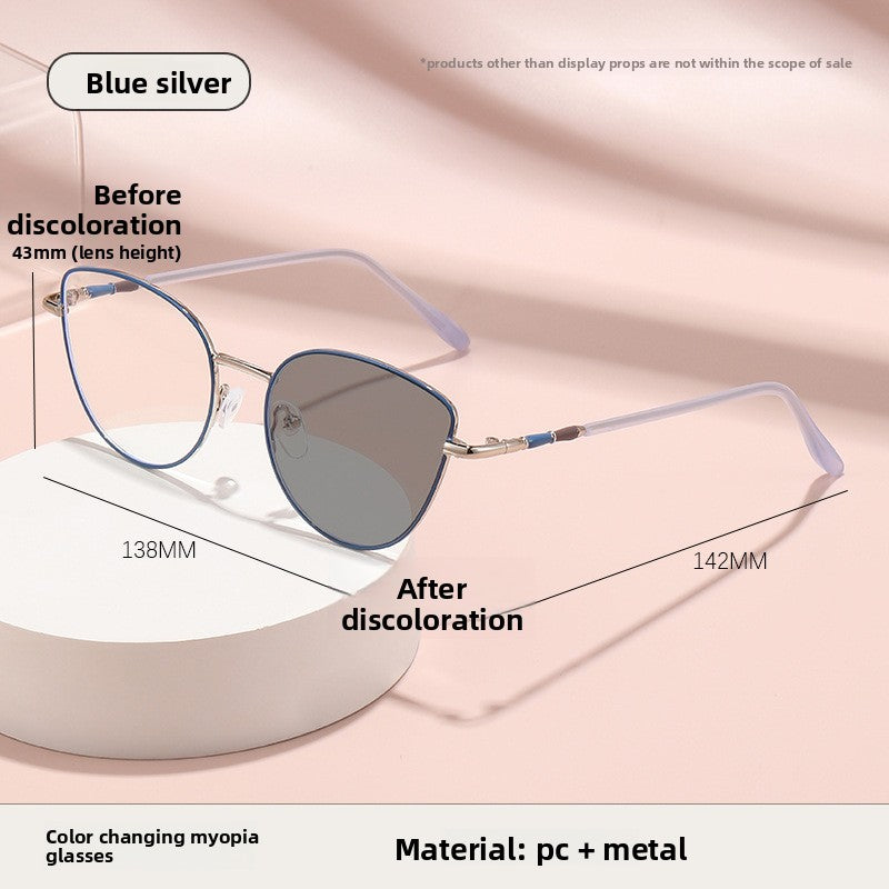 Cat-Eye Photochromic Anti-Blue Light Eyeglasses
