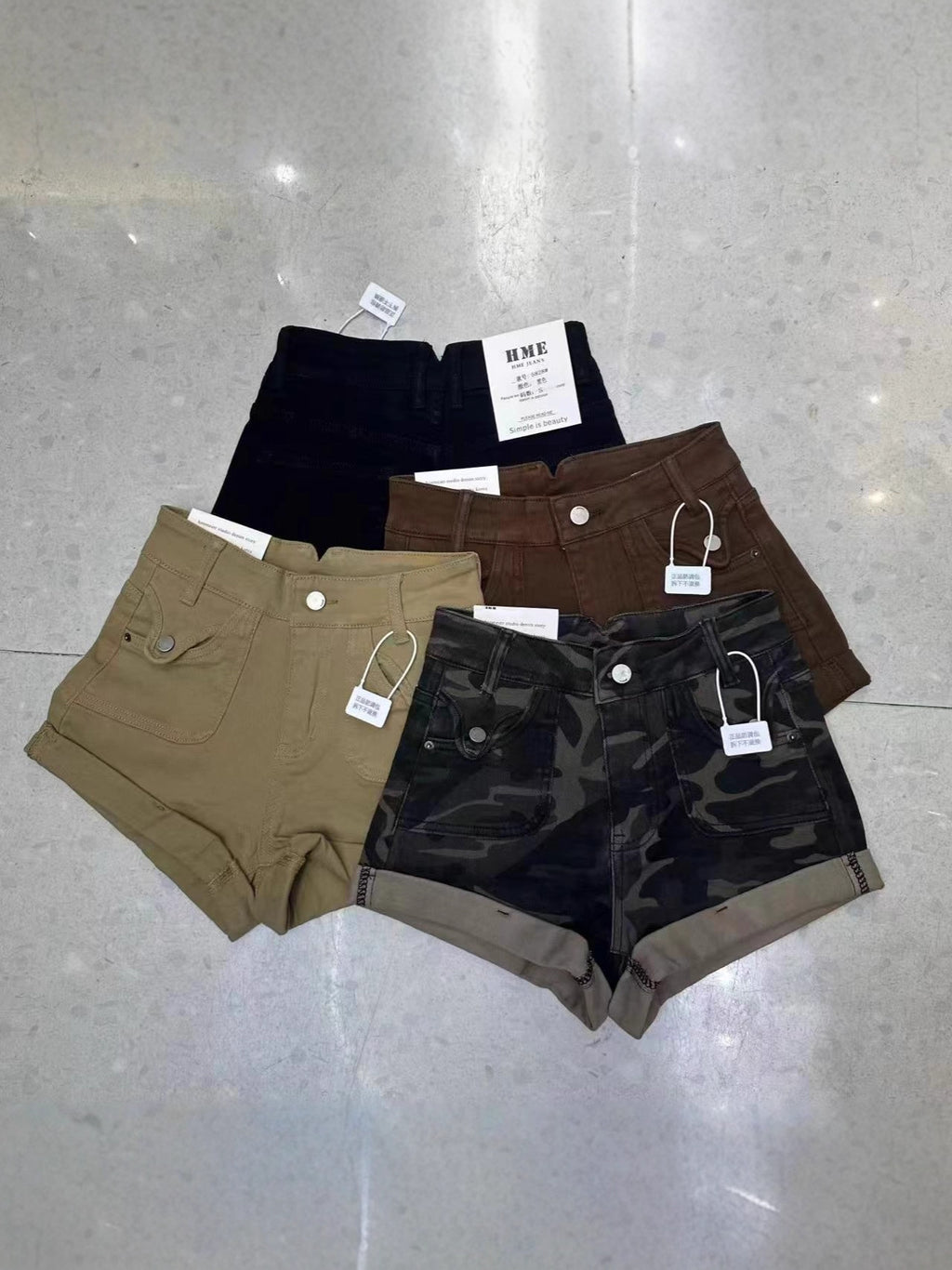 Womens Camouflage Denim Shorts