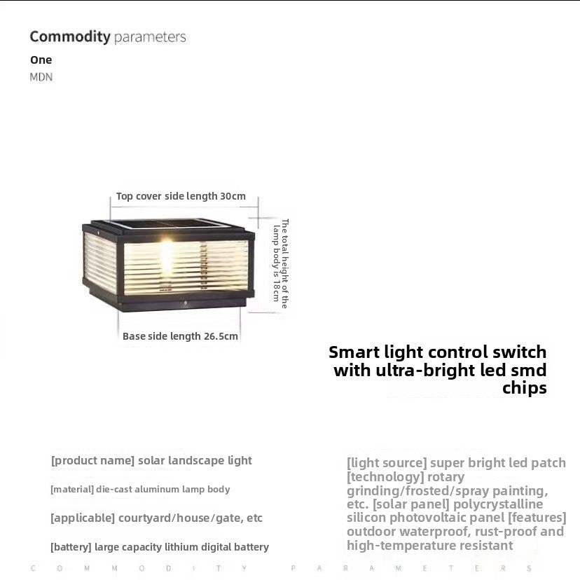 Solar-powered outdoor waterproof post light