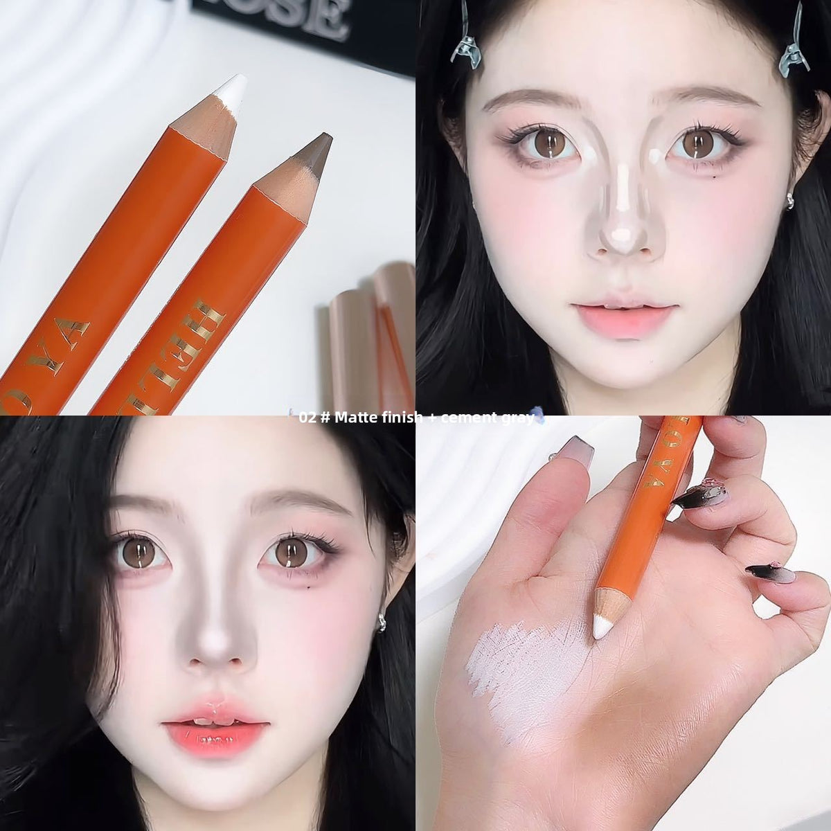Double-ended matte contouring brush for the face