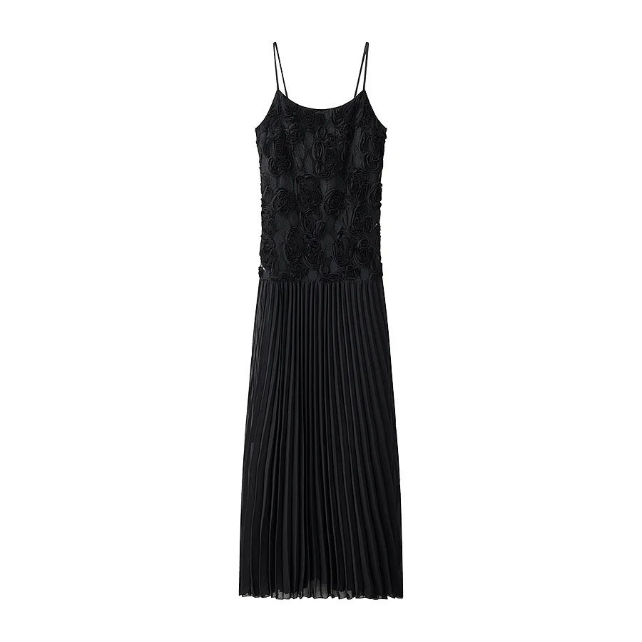 Rose Decorated Ruffled Suspender Dress