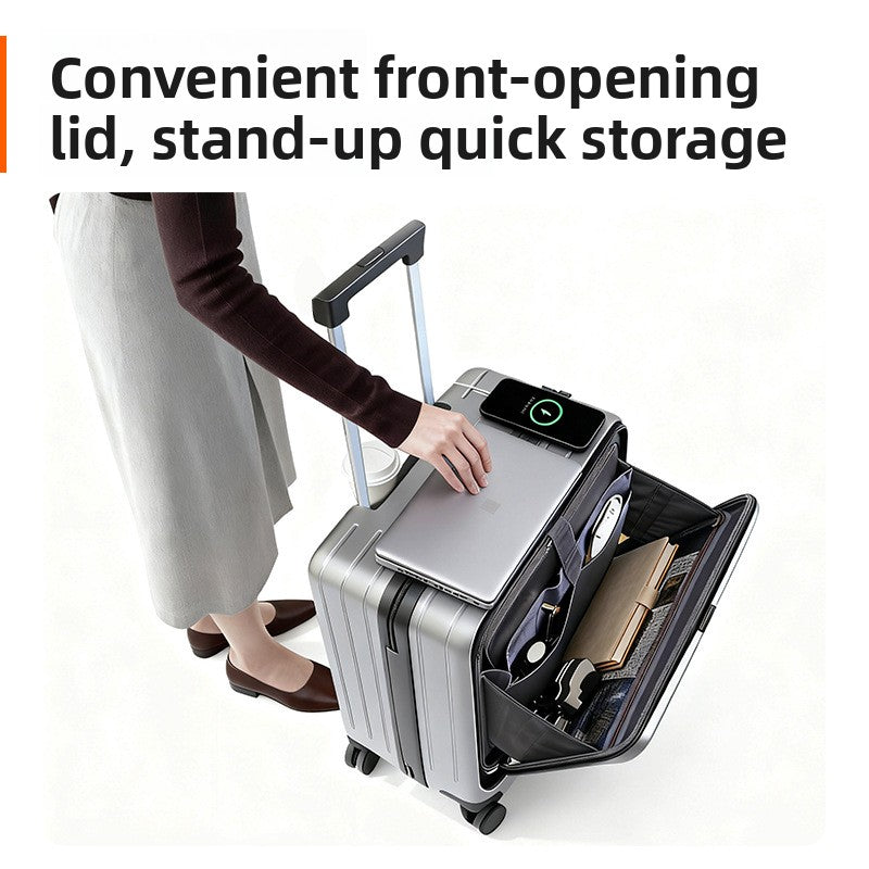 Front Opening PC Carry-On Suitcase with USB Port
