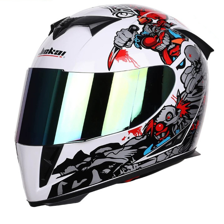 Full face bicycle helmet with dual lens