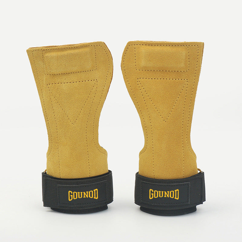 Cowhide Palm Protection Gym Hand Guards, Non-slip and Wear-resistant Wrist Supports for Deadlifts and Grip Enhancement