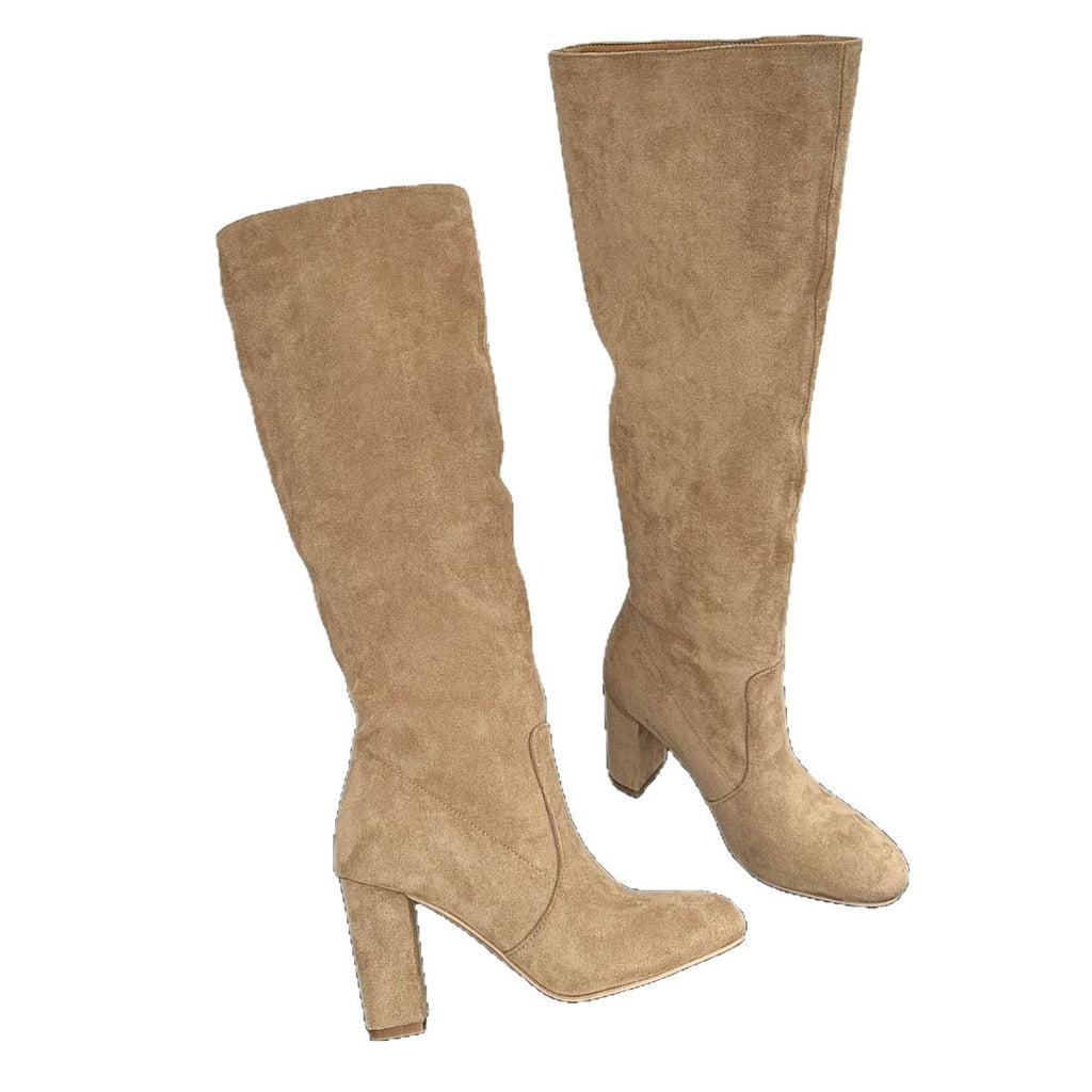 Womens Chunky Heel Suede High Boots
