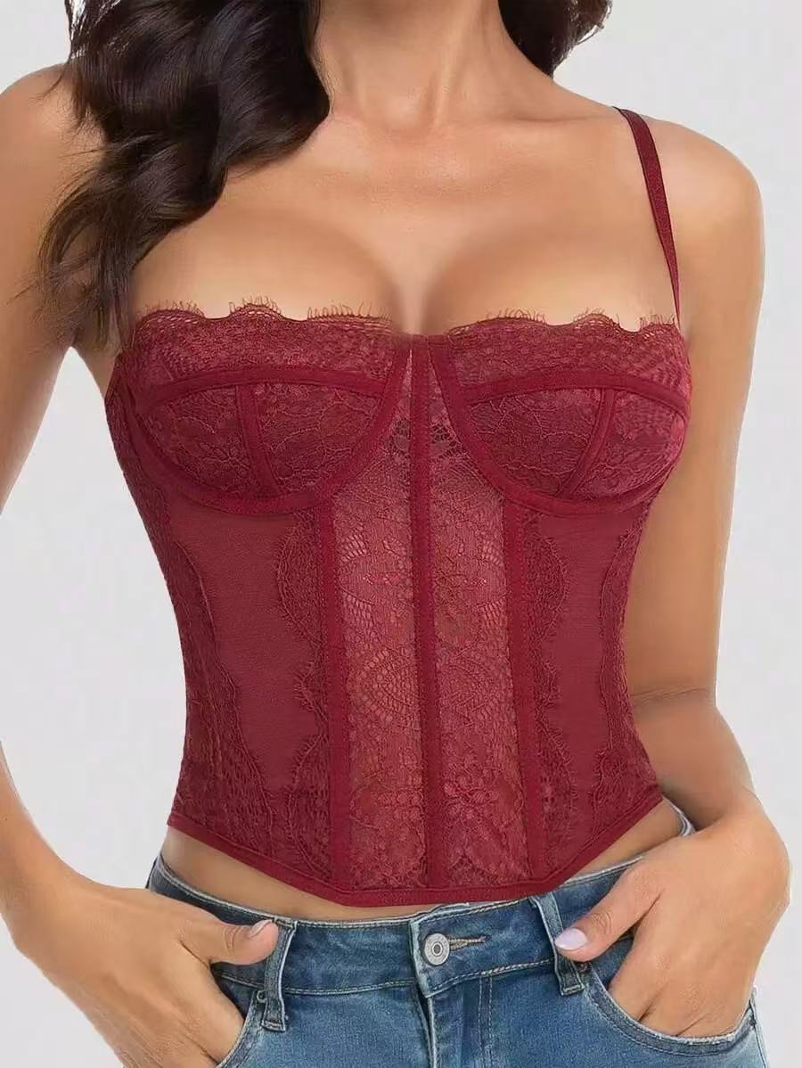 Women's Lace Mesh Camisole Top Slim Fit Streetwear