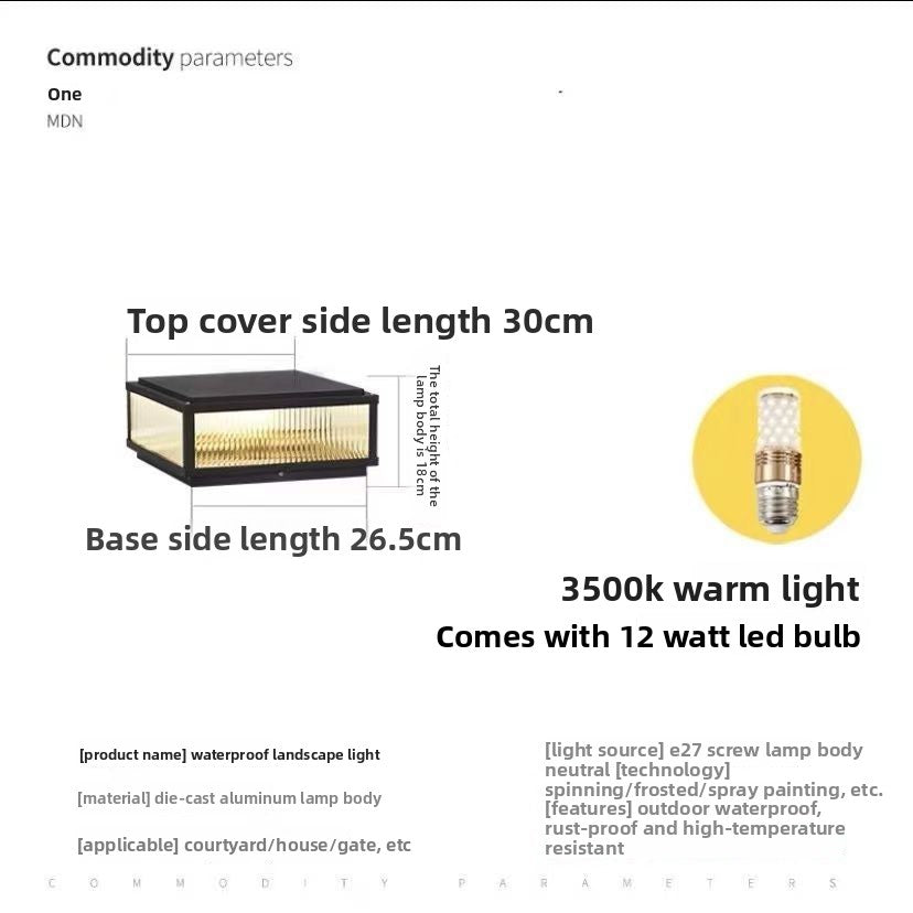 Solar-powered outdoor waterproof post light