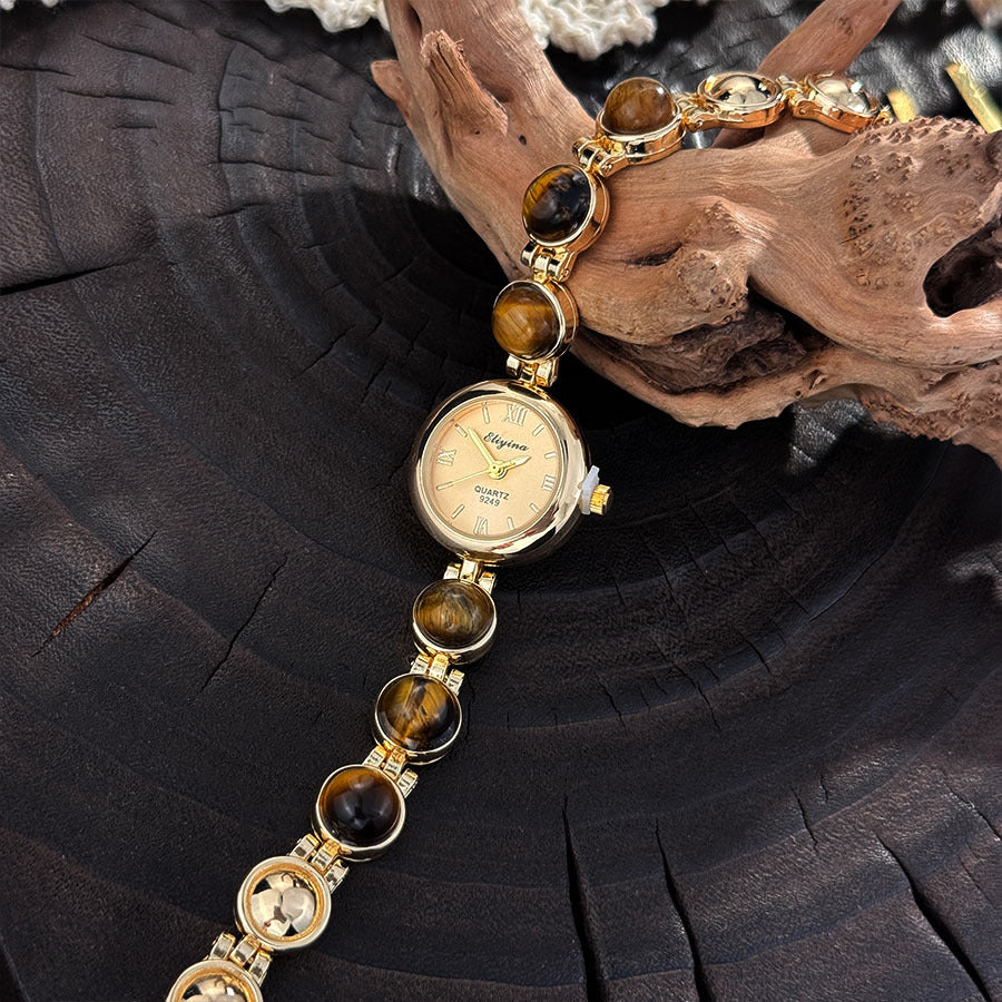 Vintage Gemstone Beaded Quartz Women Watch