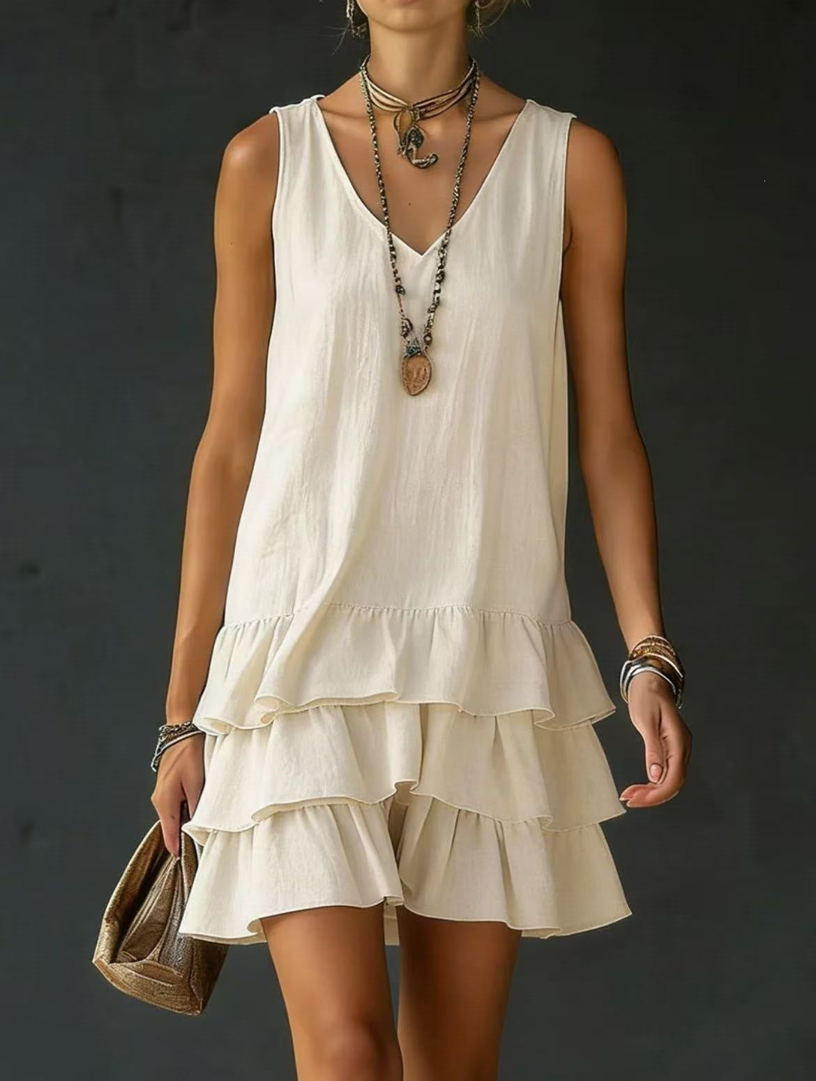 Sleeveless V-Neck A-Line Dress