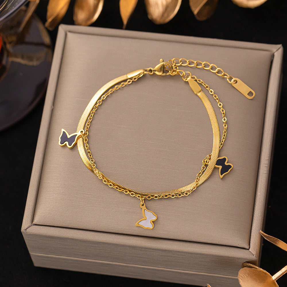 Women's Titanium Steel Inlaid Charm Bracelet Versatile Fashion Jewelry