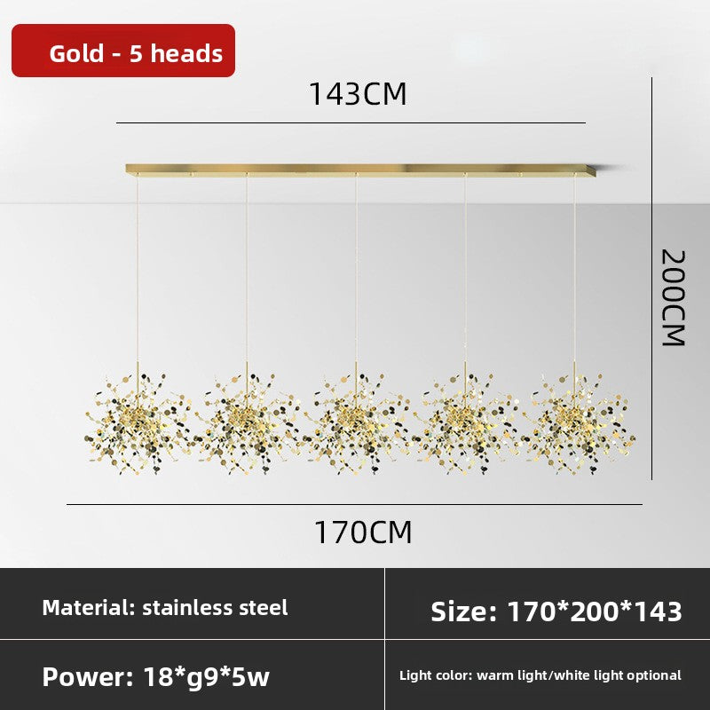 Stainless Steel Decorative Pendant Light Luxury Nordic Chandelier for Living Room Restaurant