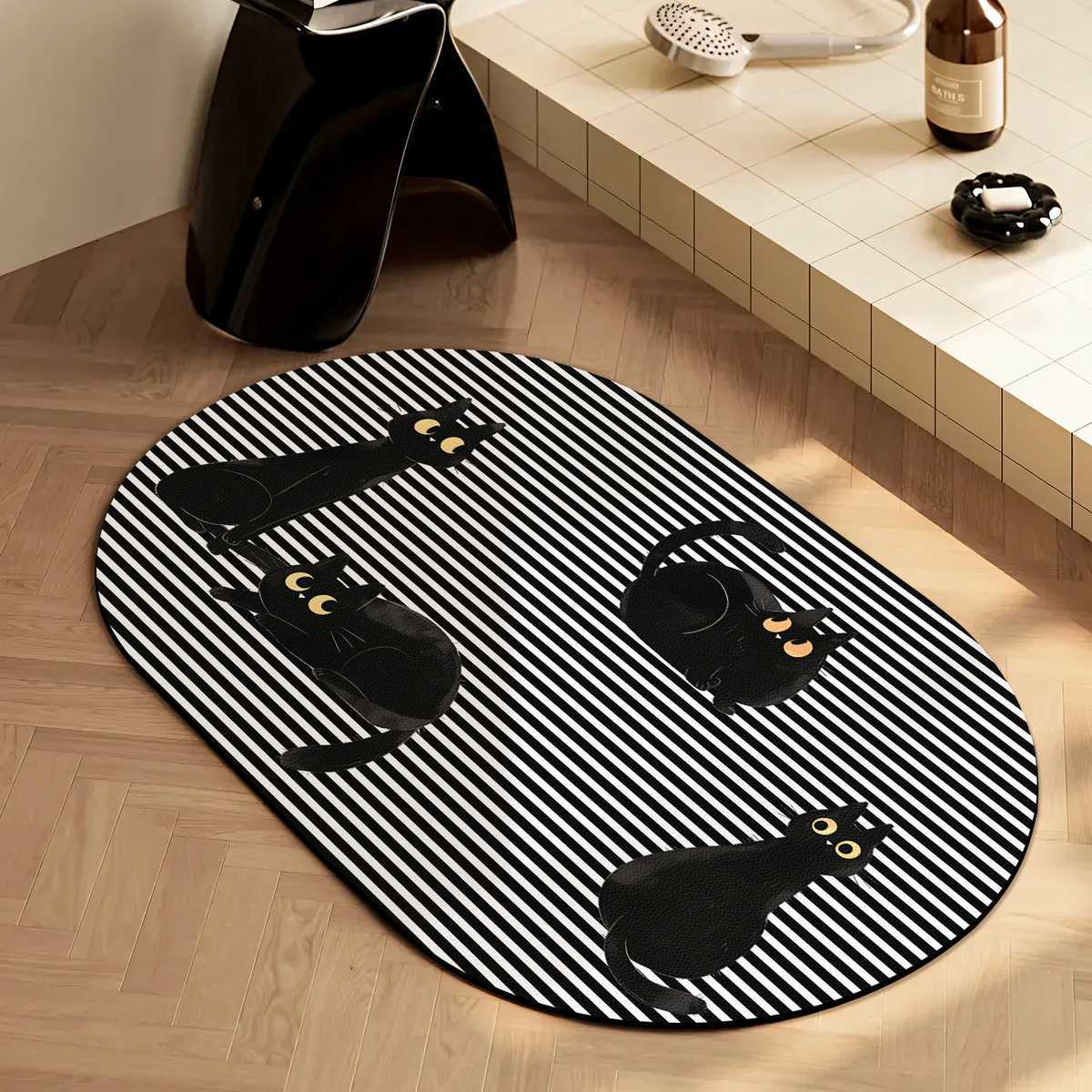 Japanese-style minimalist shower room entrance absorbent mat, home entryway doormat, cat-friendly mat, solid color bathroom door mat
