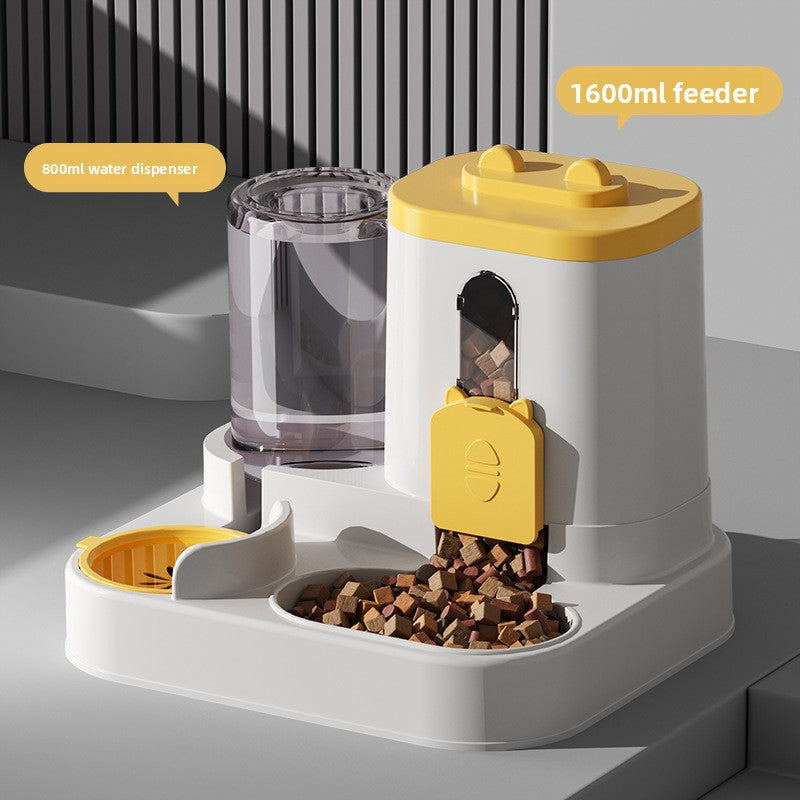 Pet automatic drinking and feeding bowl for cat food