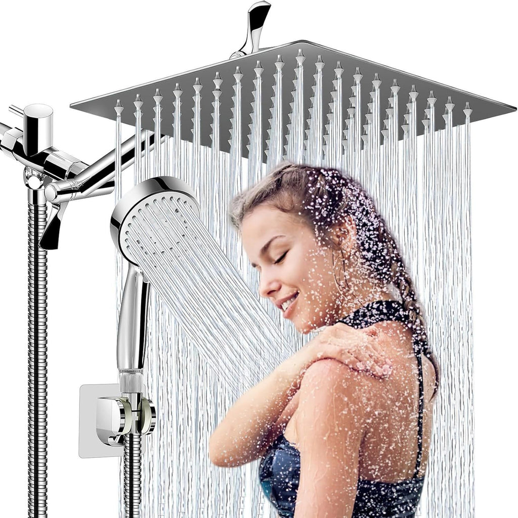 Stainless Steel Shower Set with 8 Functions and Extension Rod