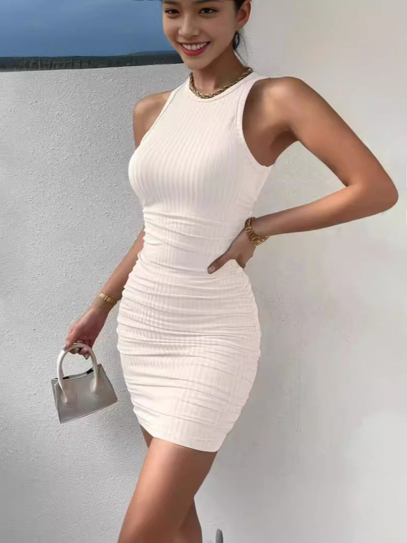 Sleeveless Pleated Stretch Dress