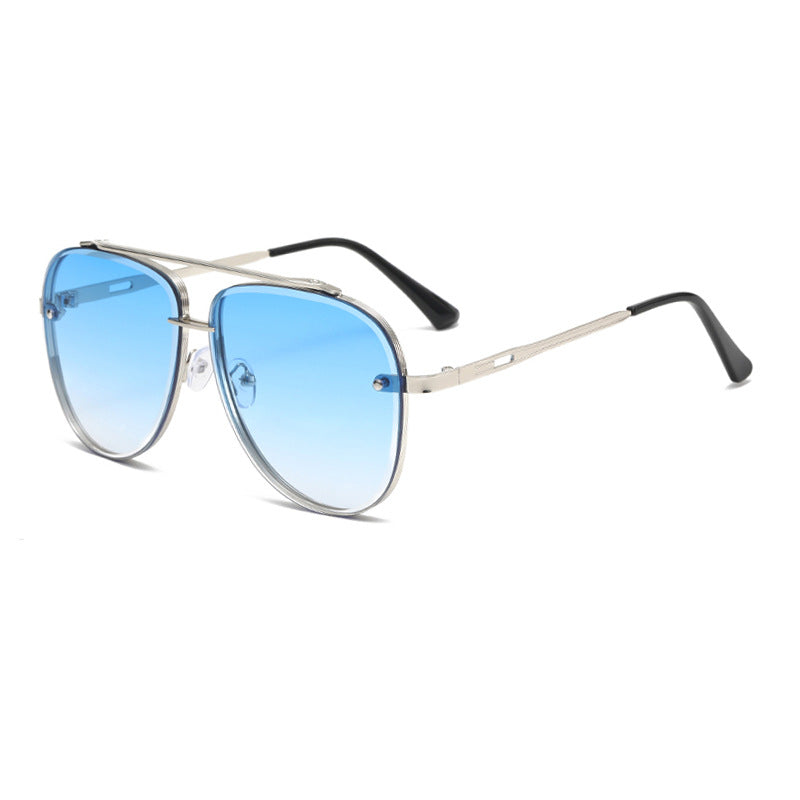 Double Bridge Metal Aviator Sunglasses