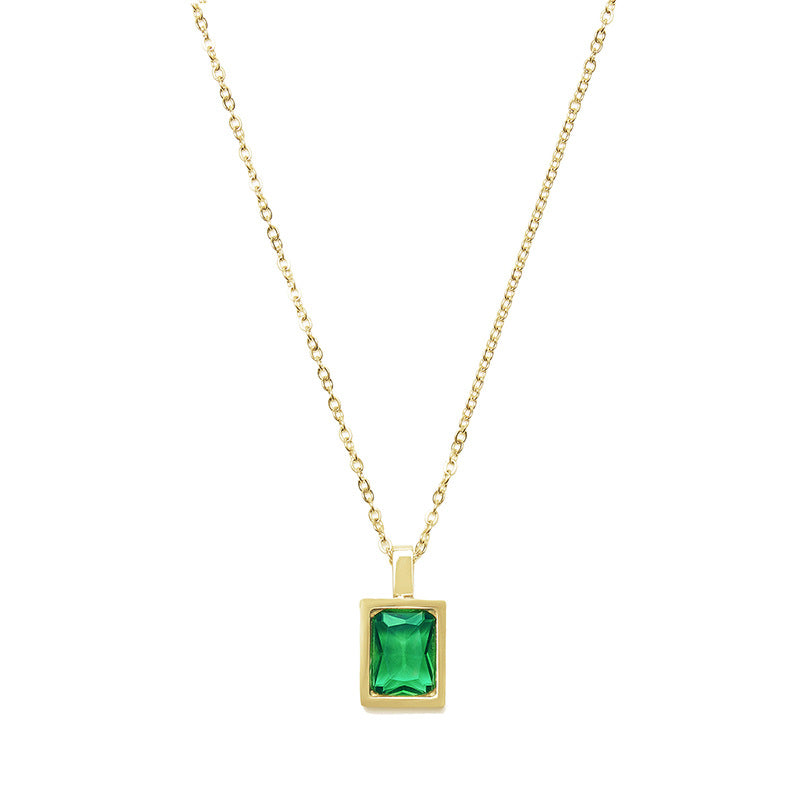Emerald Square Zircon Necklace