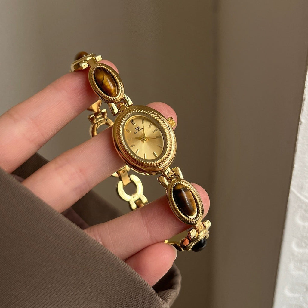 Oval Jade Dial Bracelet Watch Women