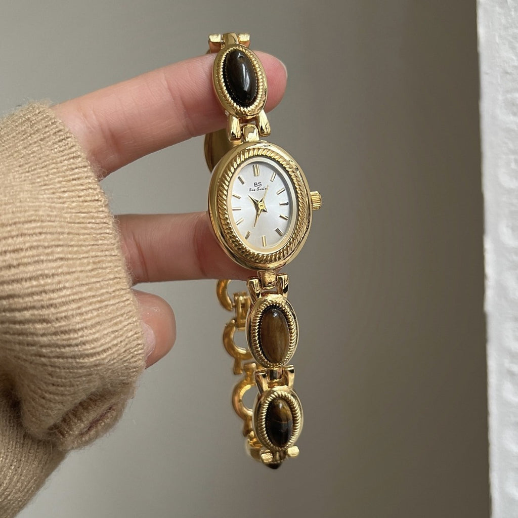 Oval Jade Dial Bracelet Watch Women