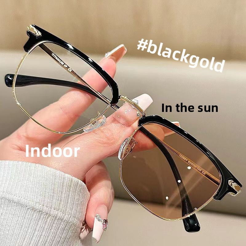 Photochromic Anti-Blue Light Half-Frame Sunglasses