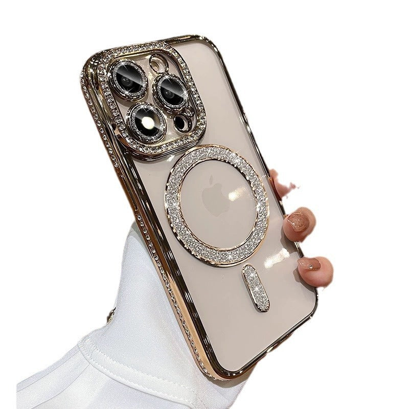 Magnetic Rhinestone Transparent Phone Case