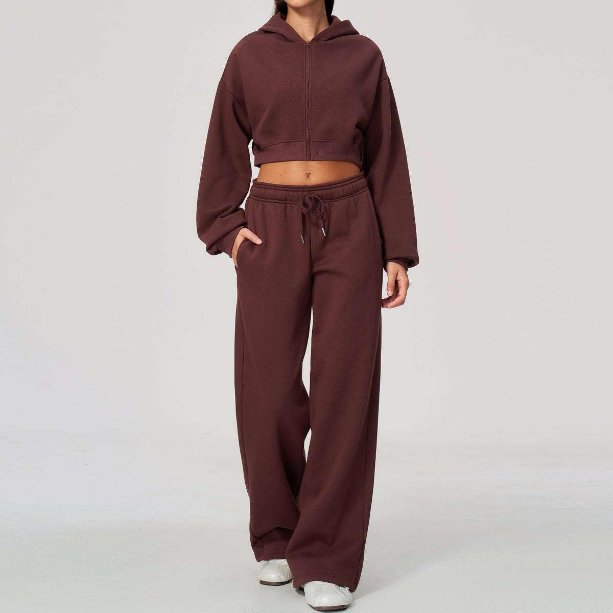 Women's Fleece Lined Zip Up Hoodie and Sweatpants Two Piece Set