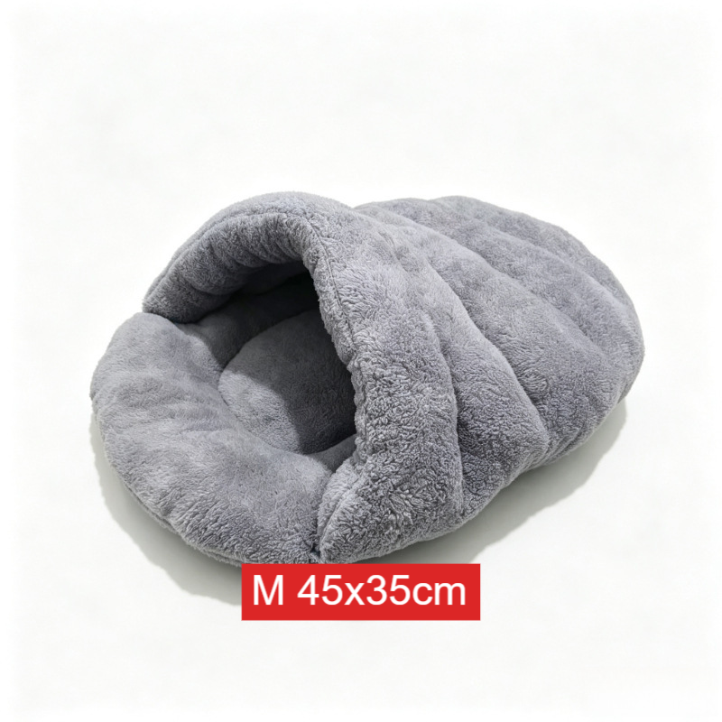 Semi-Enclosed Plush Pet Cat Bed House